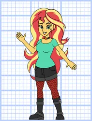 Size: 828x1089 | Tagged: safe, artist:superaaronawesome, derpibooru import, sunset shimmer, human, g4, alternate design, clothes, female, image, jpeg, solo