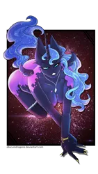 Size: 1080x1920 | Tagged: suggestive, artist:obscuredragone, derpibooru import, nightmare moon, alicorn, anthro, pony, g4, ambiguous facial structure, anatomically incorrect, ass, bedroom eyes, boobs and butt pose, bracelet, breasts, busty nightmare moon, butt, clothes, cute, ethereal mane, eye contact, eyeshadow, female, galaxy, glow, glowing eyes, gold nails, hanging breasts, horn, image, jewelry, kneeling, lingerie, looking at each other, looking at someone, looking at you, makeup, mane, mare, nail polish, nails, naughty, necklace, neon, png, sensual, sexy, small wings, solo, starry mane, stars, stupid sexy nightmare moon, tail, wings