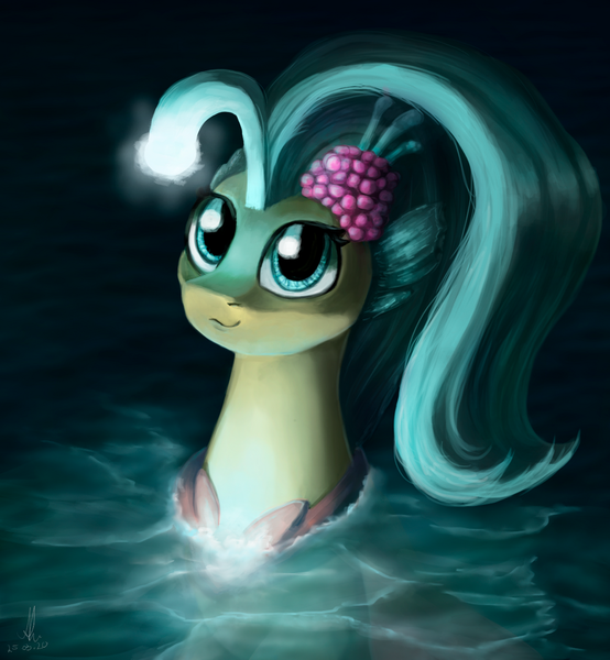 Size: 1024x1110 | Tagged: safe, artist:aschenstern, derpibooru import, princess skystar, seapony (g4), g4, my little pony: the movie, bioluminescent, blue eyes, cute, digital art, female, fin, fin wings, fins, floppy ears, flower, flower in hair, flowing mane, freckles, glow, happy, image, jewelry, necklace, ocean, pearl necklace, png, seaquestria, skyabetes, smiling, solo, swimming, tail, water, wings