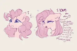 Size: 2600x1720 | Tagged: safe, artist:mirtash, derpibooru import, pinkie pie, earth pony, pony, g4, bust, chest fluff, crying, ear fluff, eyes closed, female, i love you, image, implied lesbian, implied shipping, implied twilight sparkle, implied twinkie, mare, open mouth, pinkamena diane pie, png, portrait, solo, teary eyes