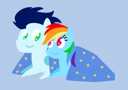 Size: 3553x2499 | Tagged: safe, anonymous artist, derpibooru import, rainbow dash, soarin', pegasus, pony, series:soarindash all seasons, series:soarindash romantic tales, series:soarindash winter, blanket, derpibooru exclusive, female, image, male, mare, png, pointy ponies, shared blanket, shipping, soarindash, stallion, straight