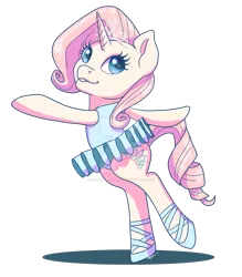 Size: 1024x1168 | Tagged: safe, artist:wicked-red-art, derpibooru import, oc, oc:crystal dancer, unicorn, arms spread out, ballerina, ballet, ballet slippers, clothes, cutie mark, dancing, horn, image, jewelry, leotard, looking at you, png, pose, smiling, smiling at you, standing, standing on one leg, tiara, tutu, unicorn oc