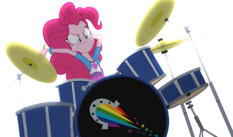 Size: 2000x1173 | Tagged: safe, derpibooru import, edit, edited screencap, editor:cutler1228, screencap, pinkie pie, equestria girls, g4, pinkie on the one, cymbals, drum kit, drums, female, image, musical instrument, not a vector, png, solo