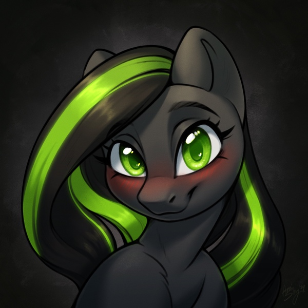 Size: 2048x2048 | Tagged: safe, artist:amishy, derpibooru import, oc, ponified, unofficial characters only, earth pony, pony, blushing, bust, console ponies, cute, earth pony oc, eyebrows, female, green eyes, image, jpeg, looking at you, mare, portrait, smiling, smiling at you, solo, solo female, xbox