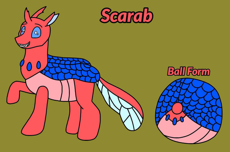 Size: 1100x727 | Tagged: safe, artist:armadillokingbr4dy, derpibooru import, oc, oc:scarab, unofficial characters only, changedling, changeling, ball, brown background, changeling oc, image, jpeg, male, simple background, solo