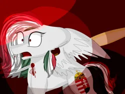 Size: 827x621 | Tagged: grimdark, artist:constanta-bucharei, derpibooru import, oc, ponified, unofficial characters only, pony, blood, hungary, image, jpeg, nation ponies, solo