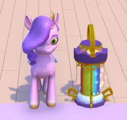 Size: 515x484 | Tagged: safe, derpibooru import, pipp, pipp petals, pegasus, pony, g5, 3d, budge studios, crystal brighthouse, front view, game, image, indoors, jpeg, lantern, my little pony world, pipp is short, pipp is smol, standing, video game