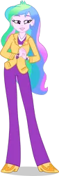 Size: 1280x3767 | Tagged: safe, artist:dustinwatsongkx, derpibooru import, princess celestia, eqg summertime shorts, equestria girls, g4, subs rock, blazer, bracelet, clothes, cutie mark accessory, grin, hands together, image, jewelry, lidded eyes, lipstick, my little pony equestria girls: summertime shorts, pants, pin, png, principal celestia, shirt, shoes, smiling, teeth, watch, wristwatch