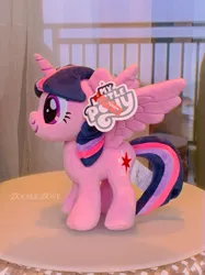 Size: 1825x2434 | Tagged: safe, derpibooru import, official, twilight sparkle, twilight sparkle (alicorn), alicorn, pony, g4, fixed, image, irl, jpeg, merchandise, miniso, photo, plushie, pony plushie, reesee, side view, solo, spread wings, wings