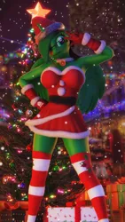 Size: 1152x2048 | Tagged: safe, artist:artempredator, ponerpics import, oc, unofficial characters only, anthro, 3d, breasts, christmas, christmas sweater, clothes, female, glasses, gloves, holiday, image, jpeg, one eye closed, socks, solo, solo female, stockings, sweater, thigh highs