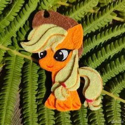 Size: 960x960 | Tagged: safe, artist:sofia metropolskaya, derpibooru import, applejack, earth pony, g4, applebetes, chibi, craft, cute, felt, felting, handmade, image, jpeg, looking away, photo, smiling, standing