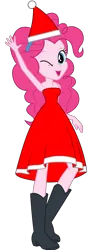 Size: 1424x3569 | Tagged: safe, artist:cartoonmasterv3, derpibooru import, pinkie pie, human, equestria girls, g4, advent calendar, christmas, christmas 2024, clothes, costume, female, hat, holiday, humanized, image, png, santa claus, santa costume, santa hat, simple background, solo, transparent background