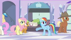 Size: 1280x720 | Tagged: safe, derpibooru import, screencap, apple bloom, apple crumble, applejack, big macintosh, fluttershy, granny smith, ivory, ivory rook, meadow song, rainbow dash, twinkleshine, pony, g4, games ponies play, apple family, apple family member, image, my little pony, png