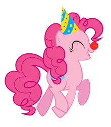 Size: 1024x1164 | Tagged: safe, artist:omniferious, derpibooru import, pinkie pie, earth pony, pony, g4, clown, clown nose, female, hat, image, mare, party hat, png, red nose, simple background, solo, transparent background, vector