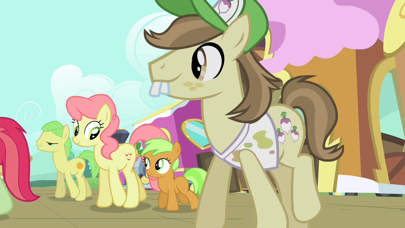 Size: 1280x720 | Tagged: safe, derpibooru import, screencap, apple bloom, apple crumble, apple dumpling, applejack, big macintosh, gala appleby, granny smith, hayseed turnip truck, mosely orange, uncle orange, pony, g4, simple ways, apple family, apple family member, bucktooth, image, my little pony, png