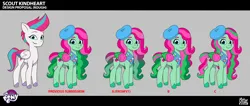 Size: 3154x1341 | Tagged: safe, derpibooru import, official, pegasus, pony, g5, my little pony: tell your tale, .psd available, behind the scenes, beret, colored wings, concept art, female, folded wings, hat, image, mare, multicolored wings, png, scout kindheart, wings