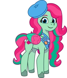 Size: 2795x3241 | Tagged: safe, derpibooru import, official, pegasus, pony, g5, my little pony: tell your tale, .ai available, .svg available, beret, colored wings, female, folded wings, hat, image, mare, multicolored wings, png, scout kindheart, simple background, smiling, solo, transparent background, vector, wings