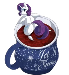 Size: 1800x1950 | Tagged: suggestive, artist:sixes&sevens, derpibooru import, rarity, pony, g4, butt, chocolate, cup, cup of pony, dock, food, hot chocolate, image, looking at you, looking back, looking back at you, micro, plot, png, rarity is a marshmallow, simple background, tail, transparent background