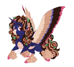 Size: 4400x4000 | Tagged: safe, artist:gigason, derpibooru import, oc, oc:garland ganache, alicorn, pony, absurd resolution, colored wings, female, image, magical lesbian spawn, mare, multicolored wings, offspring, parent:cup cake, parent:princess luna, png, simple background, solo, transparent background, wings