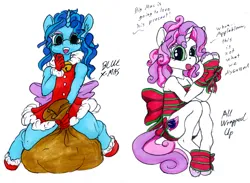 Size: 1200x876 | Tagged: safe, artist:sepiakeys, derpibooru import, sweetie belle, oc, oc:blue giggles, anthro, semi-anthro, unguligrade anthro, g4, bondage, image, png