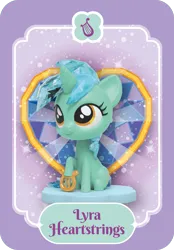 Size: 840x1206 | Tagged: safe, derpibooru import, official, lyra heartstrings, pony, unicorn, g4, female, horn, image, kwistal fwenz, lyre, mare, merchandise, musical instrument, png, sitting, smiling, solo, tail, toy