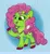 Size: 1894x2048 | Tagged: safe, artist:amynewblue, derpibooru import, earth pony, pony, background pony, blue background, g6, gay pride flag, green pony, image, jewelry, jpeg, pink hair, pride, pride flag, reboot, reboot series, signature, simple background, unshorn fetlocks, yellow eyes