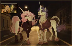 Size: 1280x821 | Tagged: safe, artist:charlotte38, derpibooru import, fancypants, fleur-de-lis, pony, unicorn, g4, duo, female, horn, image, jpeg, male, mare, my little worms, night, nudity, sheath, stallion