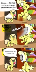 Size: 1152x2292 | Tagged: safe, artist:mod wit, derpibooru import, oc, oc:bananas wit, oc:cream pie, unofficial characters only, ask, askbananaswit, bananas is bananas, calm down, cream pie, facial hair, food, freaking out, going crazy, image, look-alike, moustache, natural history museum, pie, pie in the face, png, sign, tumblr, warfstache