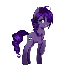 Size: 2757x3008 | Tagged: safe, artist:sonigiraldo, derpibooru import, oc, oc:zone-tan, ponified, unofficial characters only, earth pony, pony, blue eyes, braid, female, image, looking at you, mare, png, purple, purple coat, purple fur, purple hair, purple mane, purple tail, raised hoof, simple background, skull, smiling, solo, tail, transparent background, waifu material, zone-sama