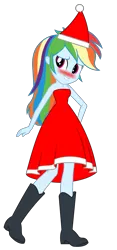 Size: 1669x3574 | Tagged: safe, artist:cartoonmasterv3, derpibooru import, rainbow dash, human, equestria girls, g4, advent calendar, christmas, christmas 2024, clothes, costume, female, hat, holiday, image, png, santa claus, santa costume, santa hat, simple background, solo, transparent background