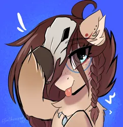 Size: 1932x2000 | Tagged: source needed, safe, artist:sonigiraldo, derpibooru import, oc, oc:ondrea, unofficial characters only, pegasus, pony, braid, female, image, looking at you, mare, pegasus oc, png, solo, tongue out, unshorn fetlocks, wings