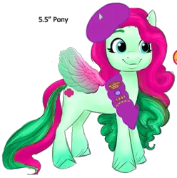 Size: 523x527 | Tagged: safe, derpibooru import, official, pegasus, pony, g5, leak, concave belly, concept art, cyan eyes, female, girl scout, gray background, green coat, green hooves, hat, image, mare, png, scout, scout kindheart, simple background, smiling, thin, transparent background, two toned mane, unshorn fetlocks