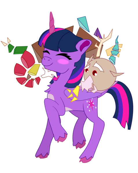 Size: 1311x1649 | Tagged: safe, artist:prixy05, derpibooru import, discord, twilight sparkle, alicorn, draconequus, pony, g4, duo, duo male and female, female, image, male, mare, png, ship:discolight, shipping, simple background, straight, transparent background