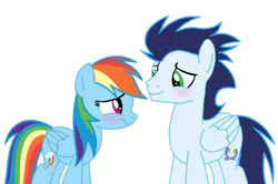 Size: 1280x849 | Tagged: safe, artist:soarindasher10, derpibooru import, rainbow dash, soarin', pegasus, pony, g4, duo, female, image, male, mare, png, shipping, simple background, soarindash, stallion, straight, transparent background