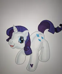 Size: 640x769 | Tagged: safe, artist:theborahaejellyfish, derpibooru import, edit, rarity, pony, unicorn, g3, g4, eyeshadow, female, g4 to g3, generation leap, happy, horn, image, jpeg, makeup, mare, open mouth, open smile, simple background, smiling, solo, white background