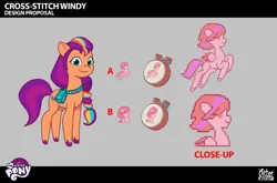 Size: 2081x1375 | Tagged: safe, derpibooru import, sunny starscout, pegasus, pony, g5, my little pony: tell your tale, attack of the bunnisus, concept art, cross stitch, female, image, mare, png, windy