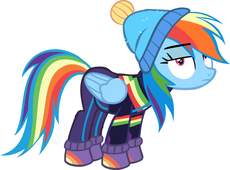 Size: 7036x5206 | Tagged: safe, artist:retroponybro, derpibooru import, edit, vector edit, rainbow dash, pegasus, pony, g4, clothes, folded wings, full body, hat, image, inkscape, looking at you, png, simple background, transparent background, vector, wings, winter hat