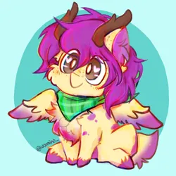 Size: 3500x3500 | Tagged: safe, artist:wormino, derpibooru import, oc, oc:purple wingshade, unofficial characters only, deer, hybrid, original species, pegasus, pony, antlers, bandana, freckles, image, png, solo, spots, unshorn fetlocks