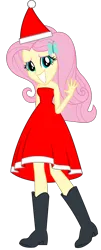 Size: 1436x3566 | Tagged: safe, artist:cartoonmasterv3, derpibooru import, fluttershy, human, equestria girls, g4, advent calendar, christmas, christmas 2024, clothes, costume, hat, holiday, image, png, santa claus, santa costume, santa hat, solo