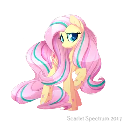 Size: 1050x1050 | Tagged: safe, artist:scarlet-spectrum, derpibooru import, fluttershy, pegasus, pony, g4, beautiful, cute, female, image, looking at you, mare, png, rainbow power, raised hoof, shyabetes, simple background, solo, transparent background