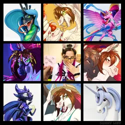 Size: 1400x1400 | Tagged: safe, artist:sunny way, derpibooru import, oc, oc:sunny way, alicorn, anthro, changeling, dragon, lamia, original species, pegasus, pony, snake, unicorn, art, art vs artist, art vs artist 2024, artwork, commission, craft, digital art, fangs, female, figurine, finished commission, gas mask, handmade, happy, horn, image, male, mare, mask, open mouth, photo, png, sculpture, smiling, stallion, statue, temerity