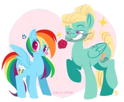 Size: 2690x2229 | Tagged: safe, artist:sallylapone, derpibooru import, rainbow dash, zephyr breeze, pegasus, pony, flutter brutter, g4, blushing, cute, cutie mark, female, flower, flower in mouth, heart, heart eyes, image, male, mare, mouth hold, my little pony, png, rose, ship:zephdash, shipping, simple background, smiling, stallion, straight, transparent background, tsunderainbow, tsundere, wingding eyes, wings