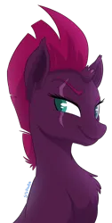 Size: 1738x3451 | Tagged: safe, artist:stepandy, derpibooru import, tempest shadow, pony, unicorn, g4, my little pony: the movie, broken horn, bust, chest fluff, eye scar, facial scar, female, horn, image, mare, png, portrait, scar, simple background, smiling, solo, transparent background, when she smiles