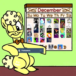 Size: 600x600 | Tagged: safe, artist:mod wit, derpibooru import, oc, oc:bananas wit, unofficial characters only, askbananaswit, calendar, day, follower count, followers, image, milestone, month, one eye closed, png, tumblr, tumblr blog, wink, year