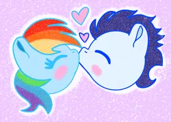 Size: 2774x1976 | Tagged: safe, artist:starflowerpony, derpibooru import, rainbow dash, soarin', pegasus, pony, g4, female, image, kiss on the lips, kissing, male, mare, png, shipping, soarindash, stallion, straight