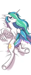 Size: 1500x3600 | Tagged: suggestive, artist:k19041904, artist:kevin hu, derpibooru import, princess celestia, alicorn, pony, g4, adorasexy, covering, cute, embarrassed, female, floppy ears, image, jpeg, mare, sexy, simple background, solo, tail, tail covering, white background