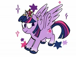 Size: 2048x1536 | Tagged: safe, artist:justinsert_name, derpibooru import, twilight sparkle, twilight sparkle (alicorn), alicorn, pony, g4, crown, female, hooves, image, jewelry, jpeg, mare, regalia, simple background, smiling, white background