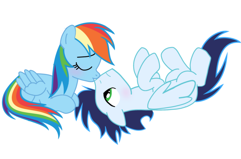 Size: 1280x844 | Tagged: safe, artist:soarindasher10, derpibooru import, rainbow dash, soarin', pegasus, pony, g4, female, image, kiss on the lips, kissing, male, mare, png, shipping, simple background, soarindash, stallion, straight, transparent background