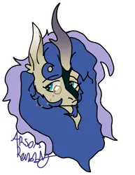 Size: 659x854 | Tagged: safe, artist:arsonrabbit, derpibooru import, oc, oc:moon glow, unofficial characters only, alicorn, hybrid, kirin, pony, g4, alicorn oc, blue hair, blue mane, cyan eyes, digital art, facial hair, goatee, gradient horn, horn, hybrid oc, image, interspecies offspring, kirin oc, looking back, magical lesbian spawn, male, monocle, offspring, parent:princess luna, parent:rain shine, parents:rainuna, png, scales, sideburns, signature, simple background, solo, stallion, tan coat, white background, wings