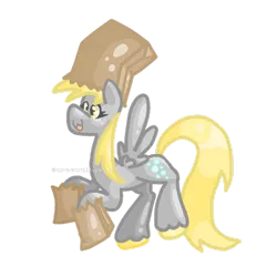 Size: 1280x1280 | Tagged: safe, artist:weevillov3r, derpibooru import, derpy hooves, pegasus, pony, g4, :3, clothes, colored hooves, costume, cute, female, hooves, image, mare, nightmare night costume, open mouth, open smile, paper bag, paper bag wizard, png, simple background, smiling, solo, transparent background